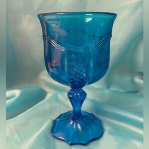 Fenton Colonial Blue Empress Footed Goblet